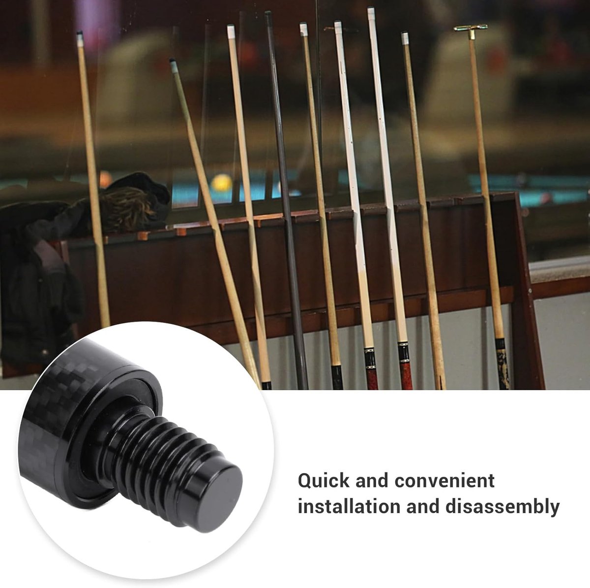 Biljart Keu Verlengstuk - Pool Stick Extension - Biljart Spel Verbeteren - Lichtgewicht Koolstofvezel - 34 cm - Zwart