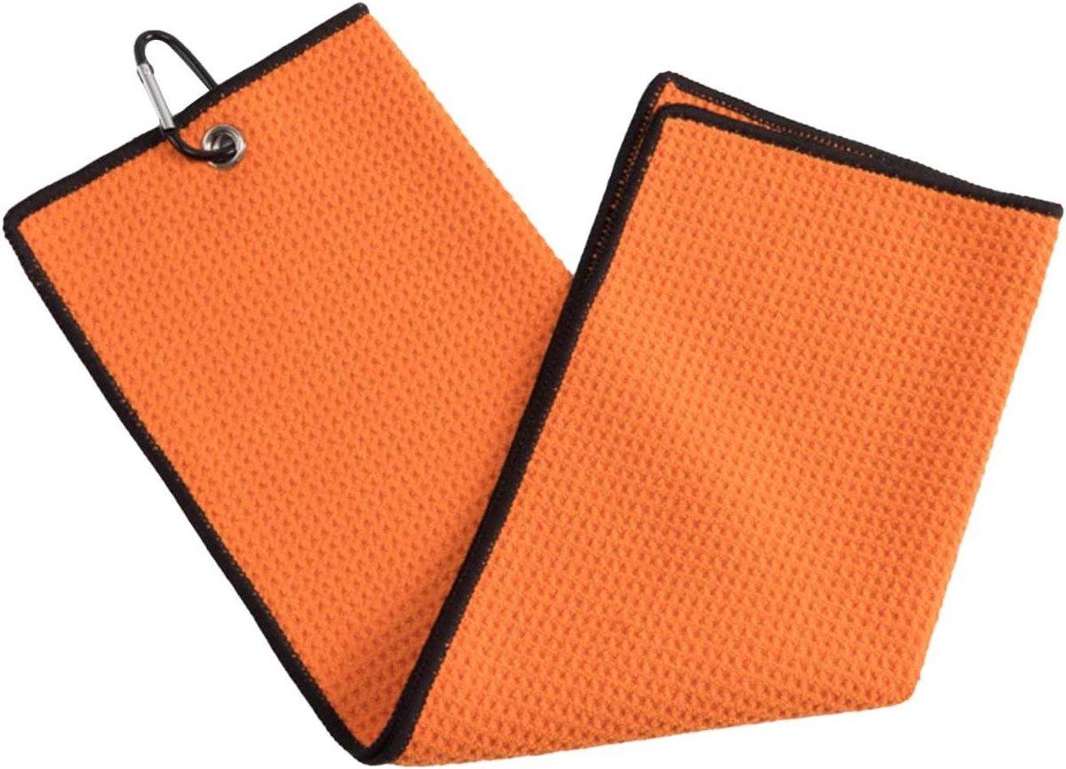 Drievoudige Golfhanddoek - Microvezel Handdoek - Golfen - Sneldrogend - 50 cm - Oranje