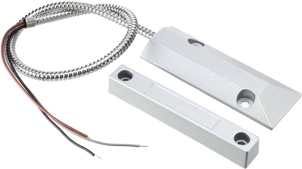 Garagedeur Contact - Reed Schakelaar - Beveiliging Monteren - Normaal Gesloten - 40-50mm - Zilver Grijs