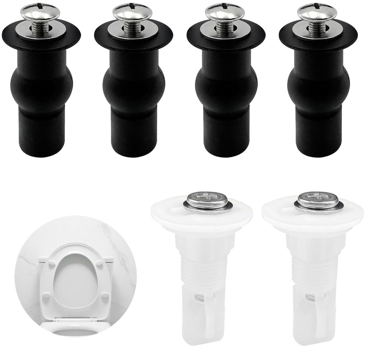Toiletschroeven Set - Toiletbevestiging WC-bril - Badkamer Reparatie - Universele Pasvorm - 42 x 24 x 24 cm - Zwart/Grijs