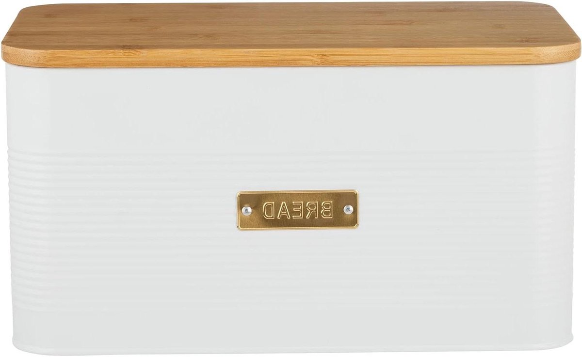 Broodtrommel Vierkant - Opbergblik Keuken - Brood Vers Houden - Luchtdichte Sluiting - 33.5 x 19 x 17 cm - Wit
