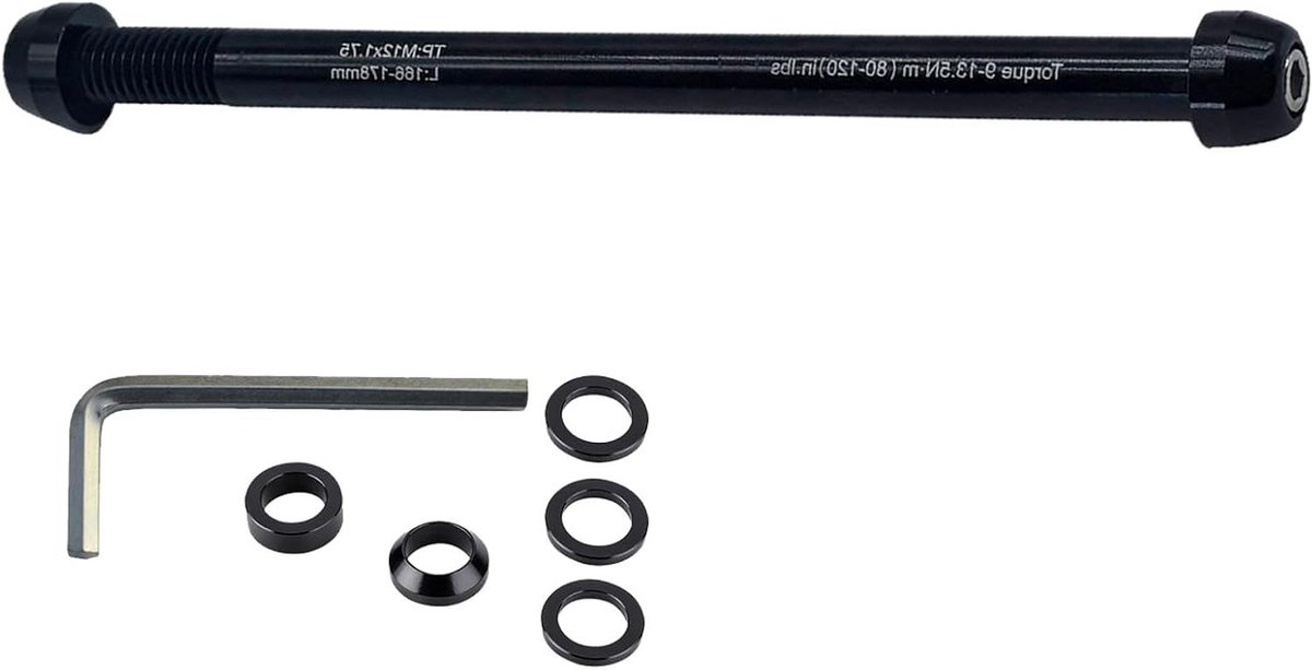 Hometrainer As - Vervangingsas Achterwiel - Fietsen Trainen - Universele Compatibiliteit - 135-148 mm - Zwart