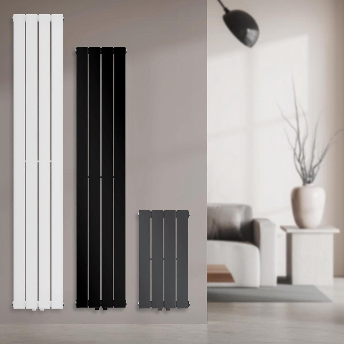 Paneelradiator Enkellaags - Badkamer Verwarmer Vlak - Ruimte Verwarmen - Middenaansluiting Vlak - 600 x 300 mm - Wit