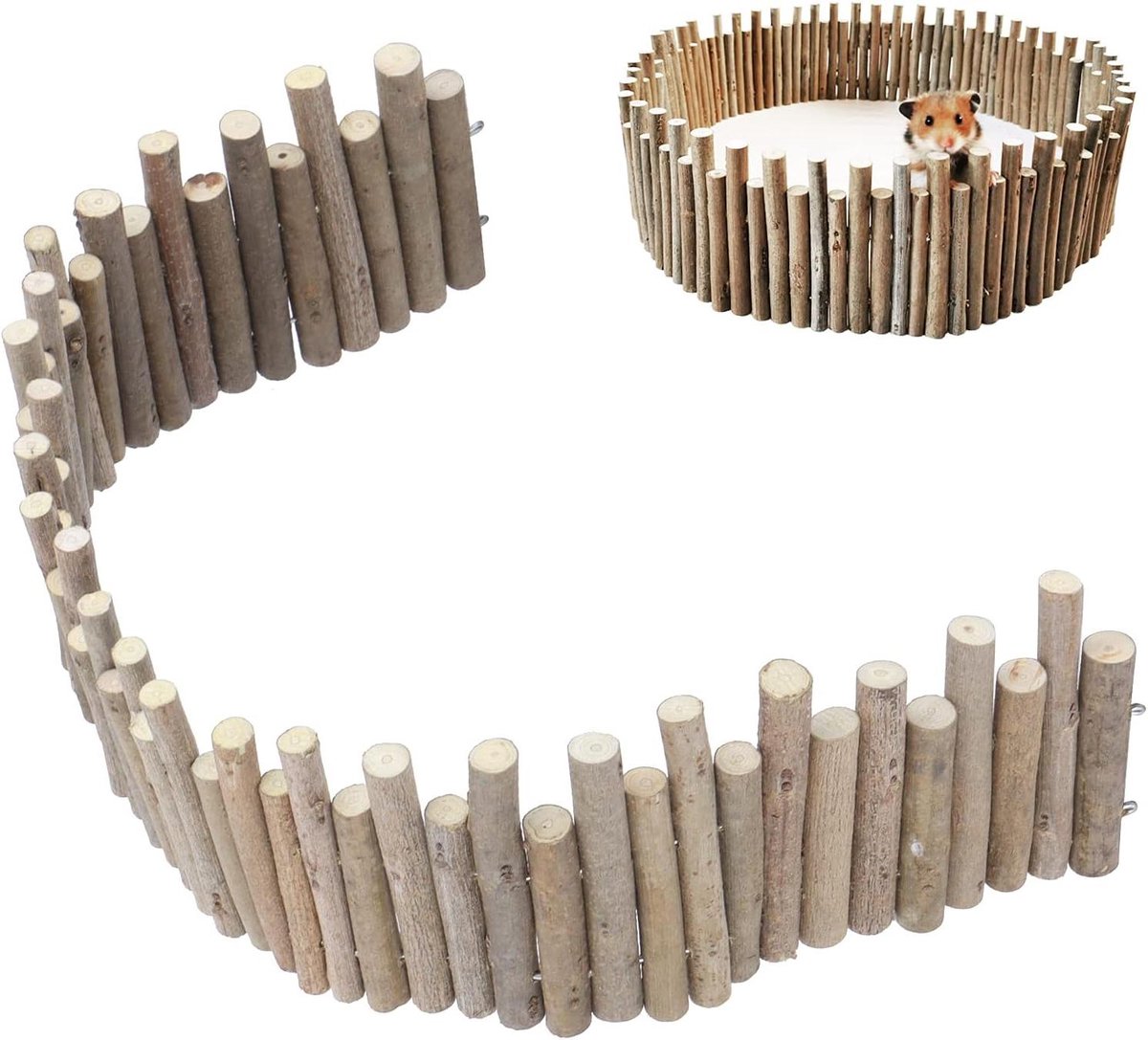 Hamster Houten Brug - Hamsterhek Kooi - Huisdier Verrijking - Natuurlijk Hout - 30 cm - Houtkleur
