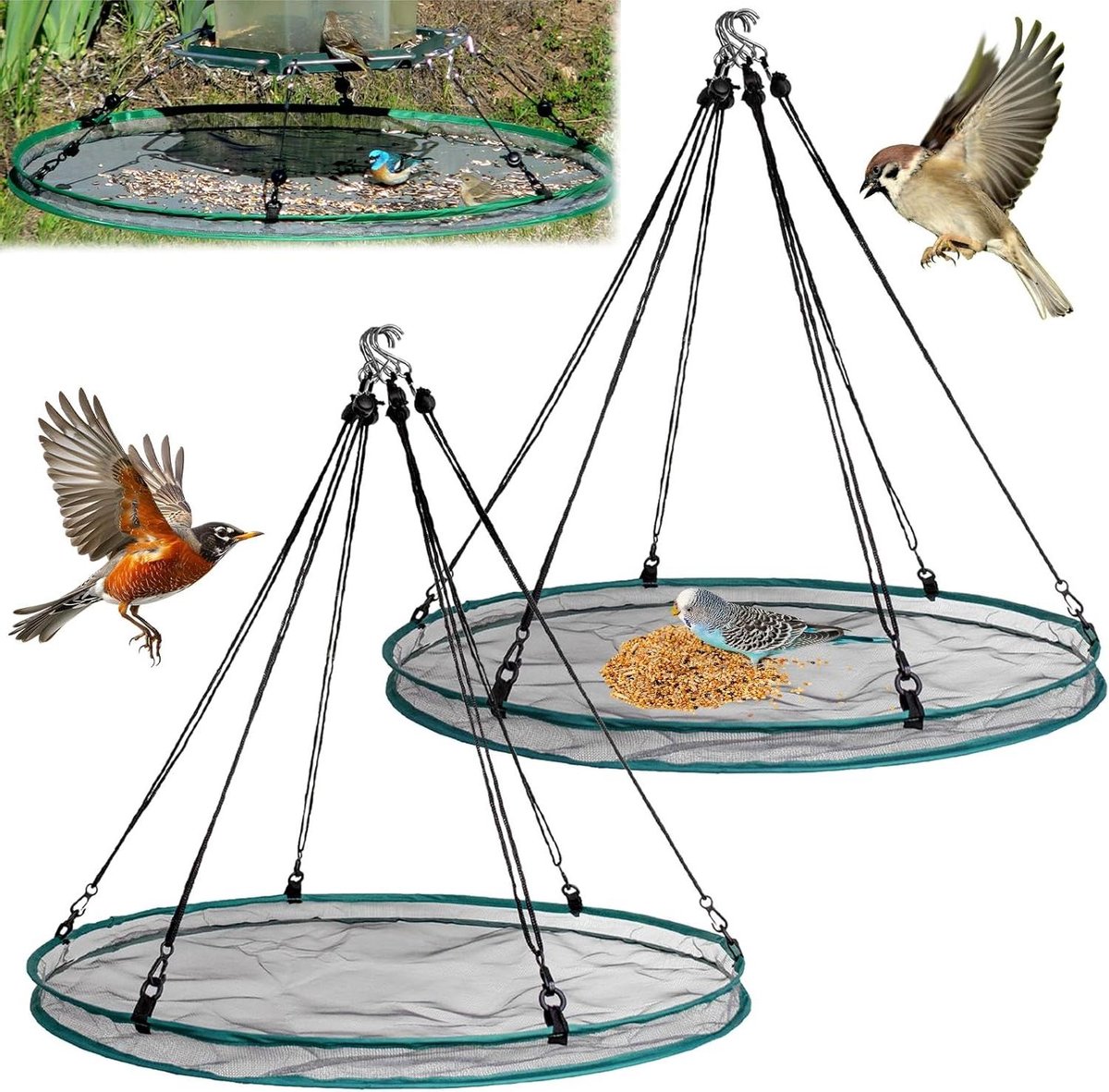 Vogelzaadvanger - Vogelvoederbak - Tuinonderhoud - Groot formaat ontwerp - 762 x 762 x 50 cm - Zwart