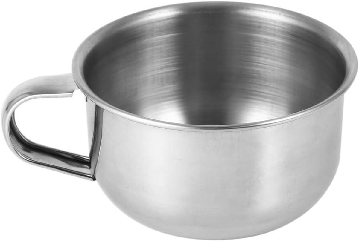 Scheerkom Metaal - Scheerzeep Mok - Rijk Schuim Creëren - Roestvrij Staal - 8.7 cm Monddiameter - Zilverkleurig