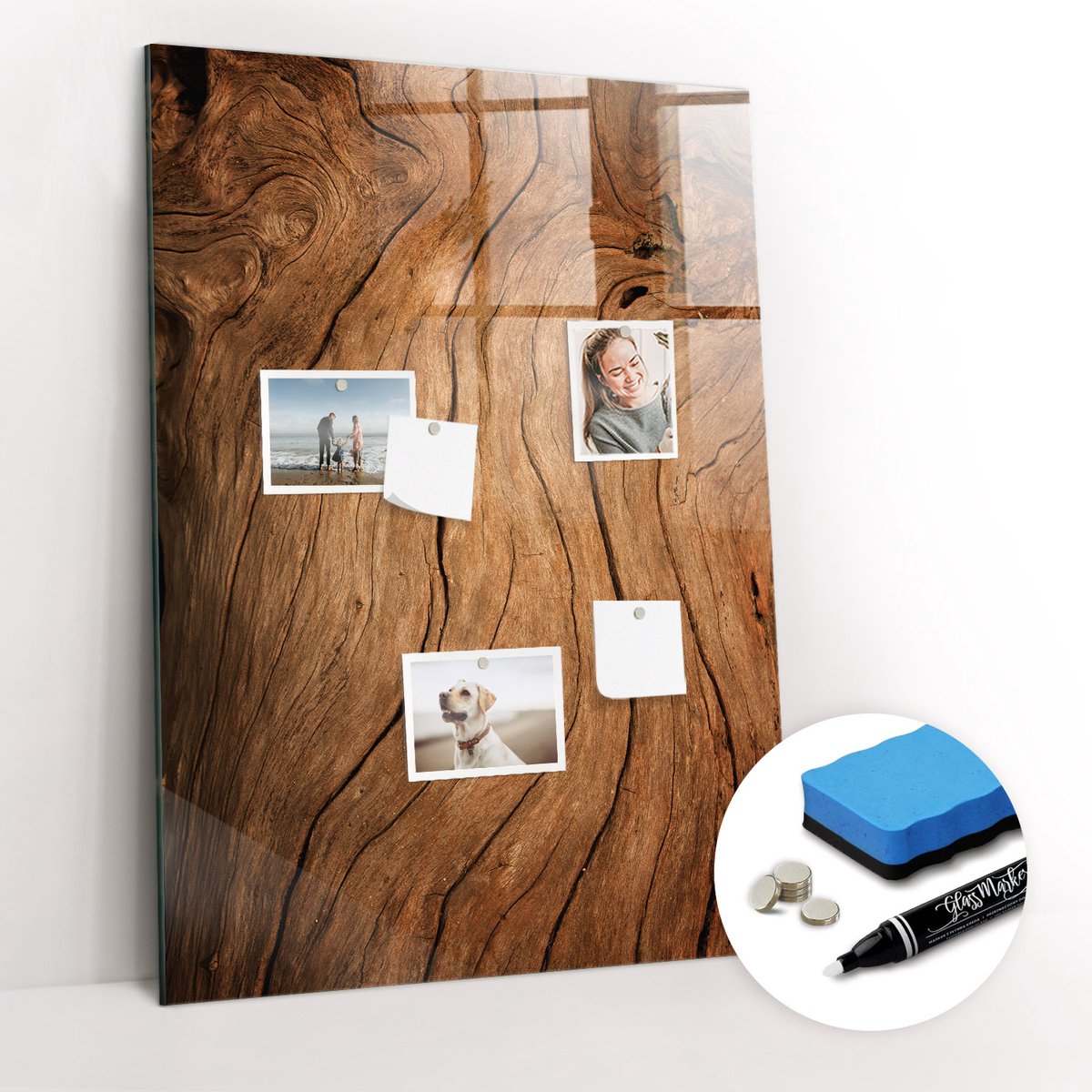 Tulup Whitebord - Oud hout - 70 x 100 cm - Bruin Memo Bord - Gratis 5 Sterke Magneten + Whiteboard Marker & Wisser - Interieur Accessoires Kantoor - Magnetisch Bord Kind - Inspiratiebord Kantoor
