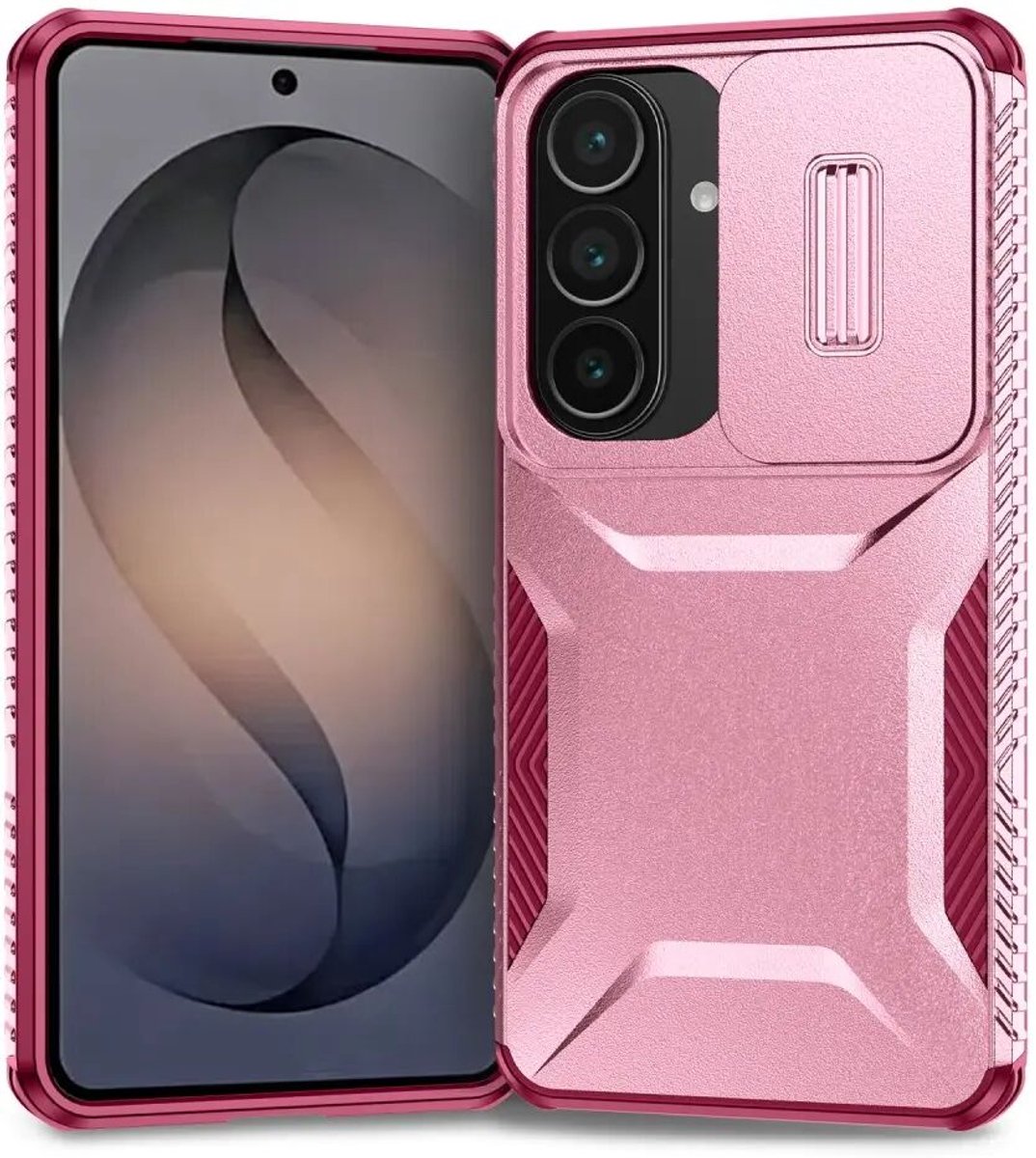 Hoesje Geschikt voor Samsung Galaxy S26 | Back Cover met Camera Slider | Schokbestendige Case | Camera Cover | Stevig | Roze
