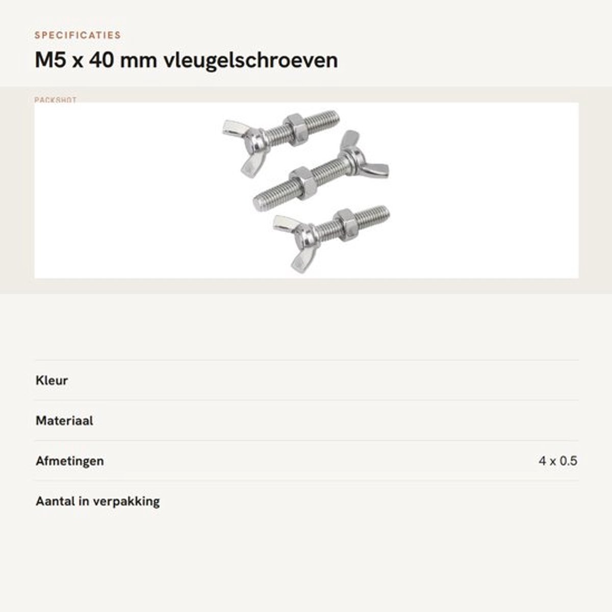 Allecto - M5 x 40 mm vleugelschroeven - vlinderschroeven - roestvrij