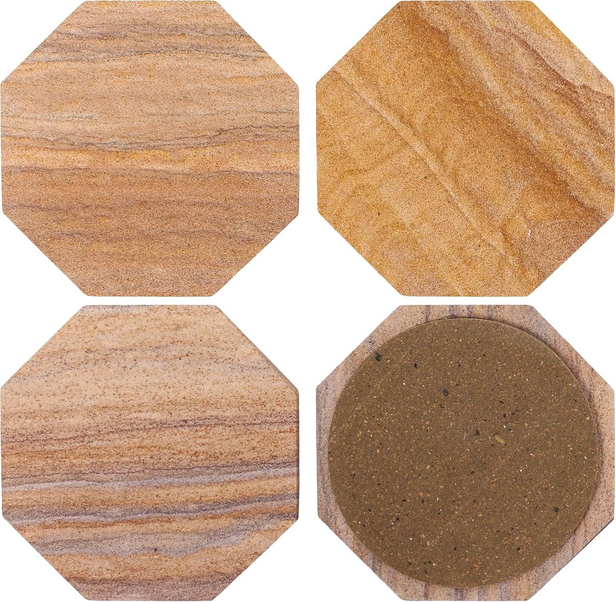 Zandsteen Onderzetters - Absorberende Stenen - Dranken Beschermen - Handgemaakt Uniek Patroon - 10.5 cm Breed - Multicolor