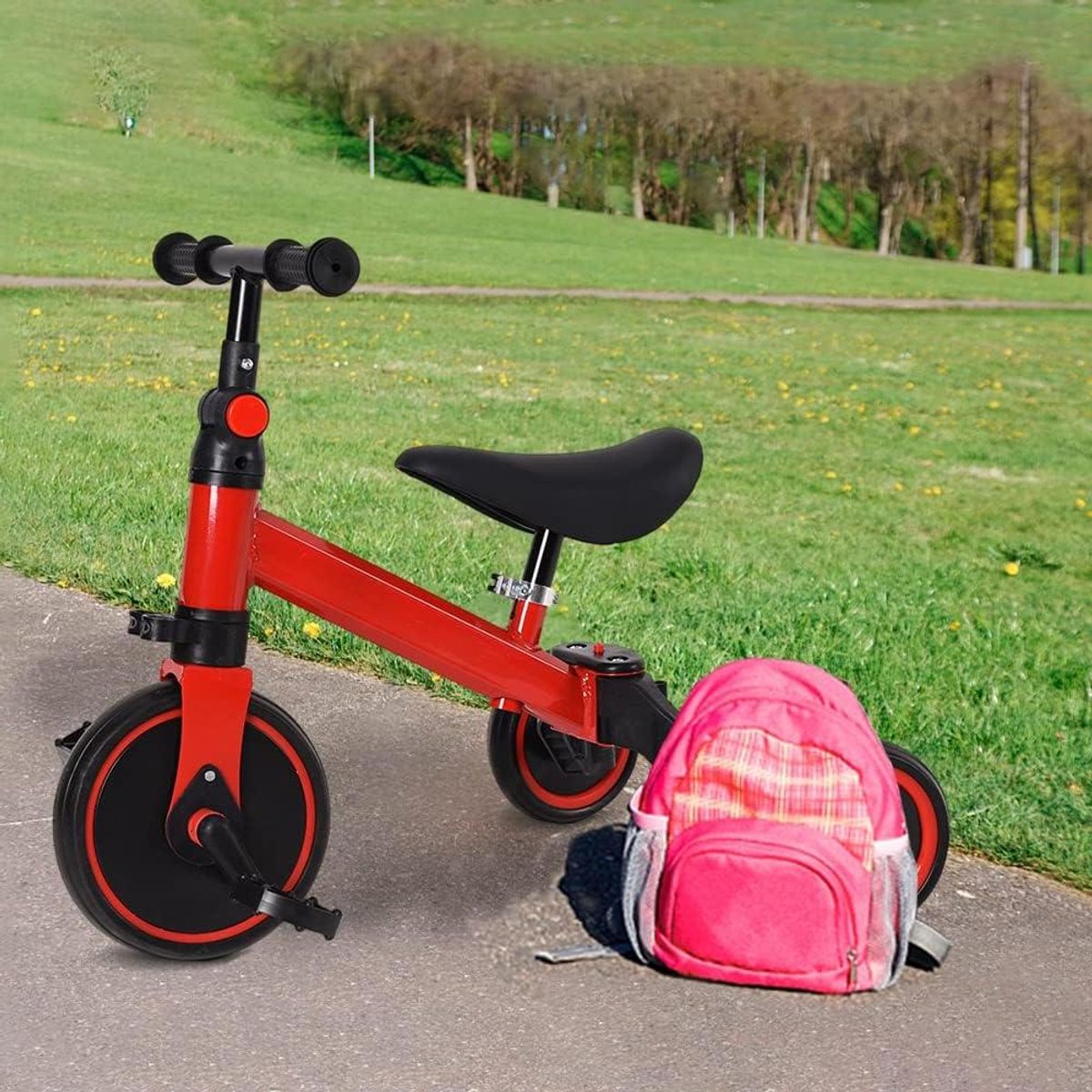 Kinder driewieler - Loopfiets - Buiten spelen - 3-in-1 veelzijdigheid - 1.85 kg - Rood