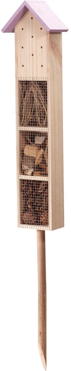 Pro Garden Insectenhotel The Butterfly Inn - hout - naturel/oranje - 14 x 9 x 90 cm - bijenhotel / Insectenhuis