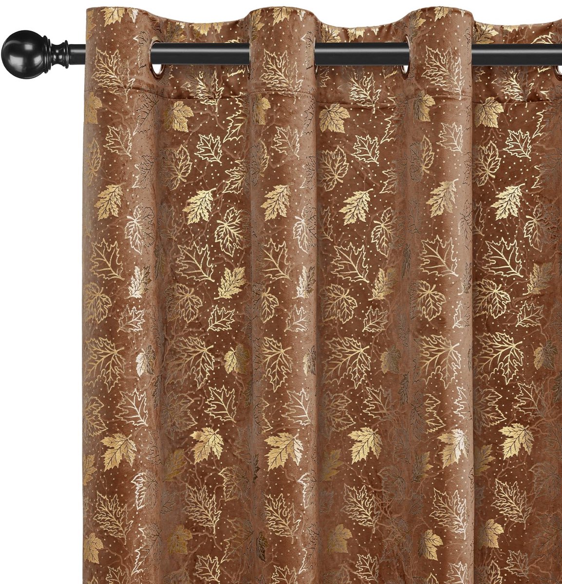 Gordijnen Set Van 2, 117x137cm, Ondoorzichtig Warmte-Isolerende Thermische Gordijnen Met Ringen, Geluidsbescherming, Voor Slaapkamer Woonkamer, Karamel