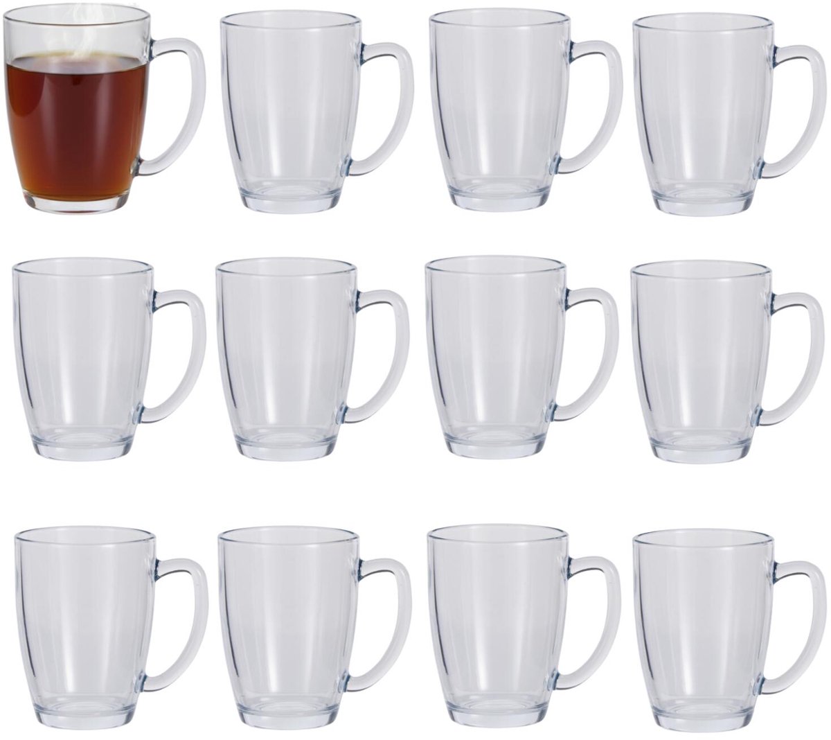 Secret de Gourmet Theeglazen Assam - set van 12x - 390 ml - 12 cm - gehard transparant glas - koffie en thee glas