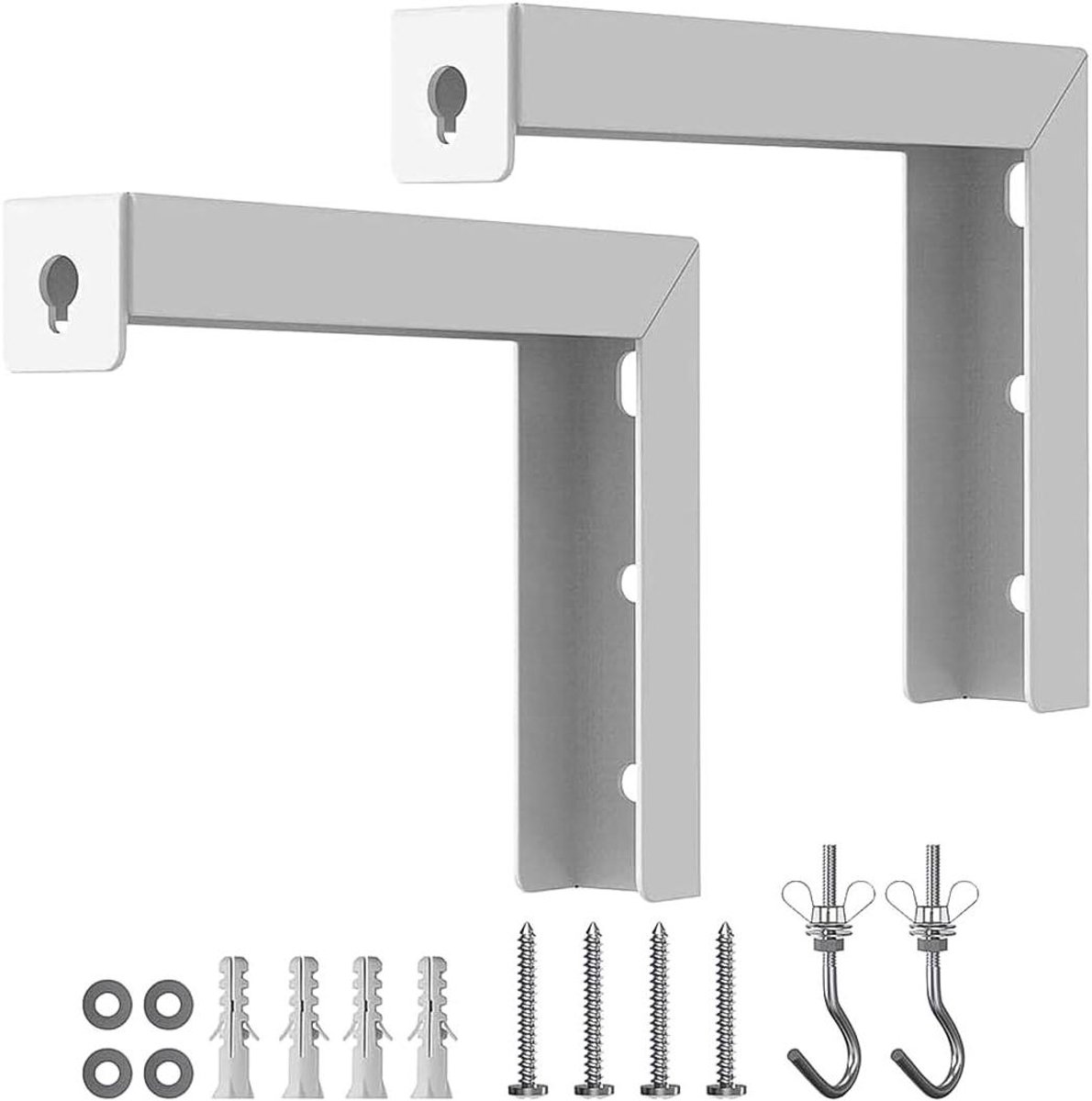 Projectorscherm Beugels - Wandmontage Haken - Thuisbioscoop Inrichten - Verstelbare Positie - 2 Stuks - Wit