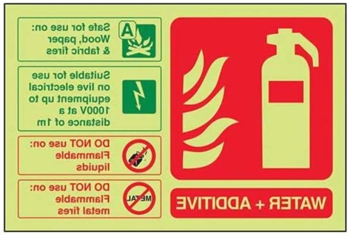 Brandblusser Bord - Veiligheidsbord Vuur - Brandveiligheid Aangeven - Zelfklevend Vinyl - 150 x 100 mm - Glow in the Dark