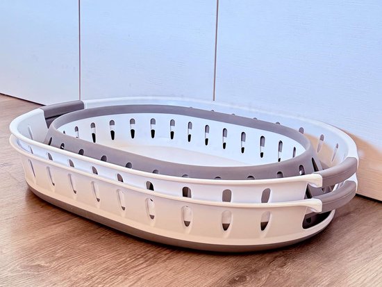 Opvouwbare wasmand - Kledingmand Opvouwbaar - Kleding Opbergen - Ruimtebesparend Ontwerp - 45 liter - Wit en Grijs — afbeelding 3