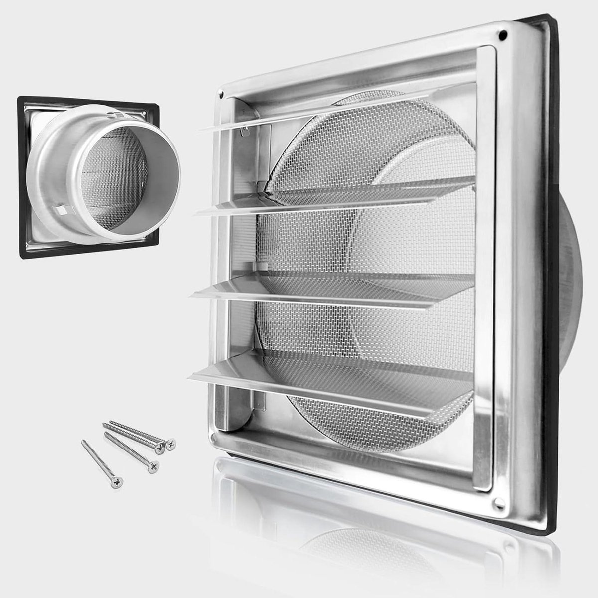 Ventilatierooster - Ontluchtingsdemper Rooster - Ventilatie Regelen - Roestvrijstalen Net - Ø125 mm - Zilver