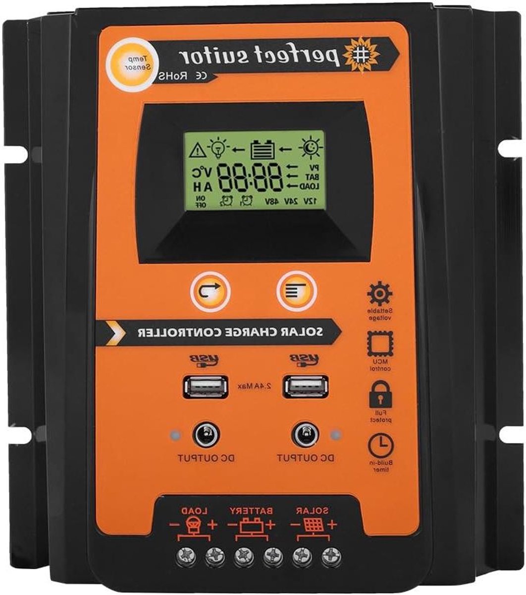 MPPT Solar Laadregelaar 12V/24V met Dual USB LCD Display - Verkrijgbaar in 30A of 50A