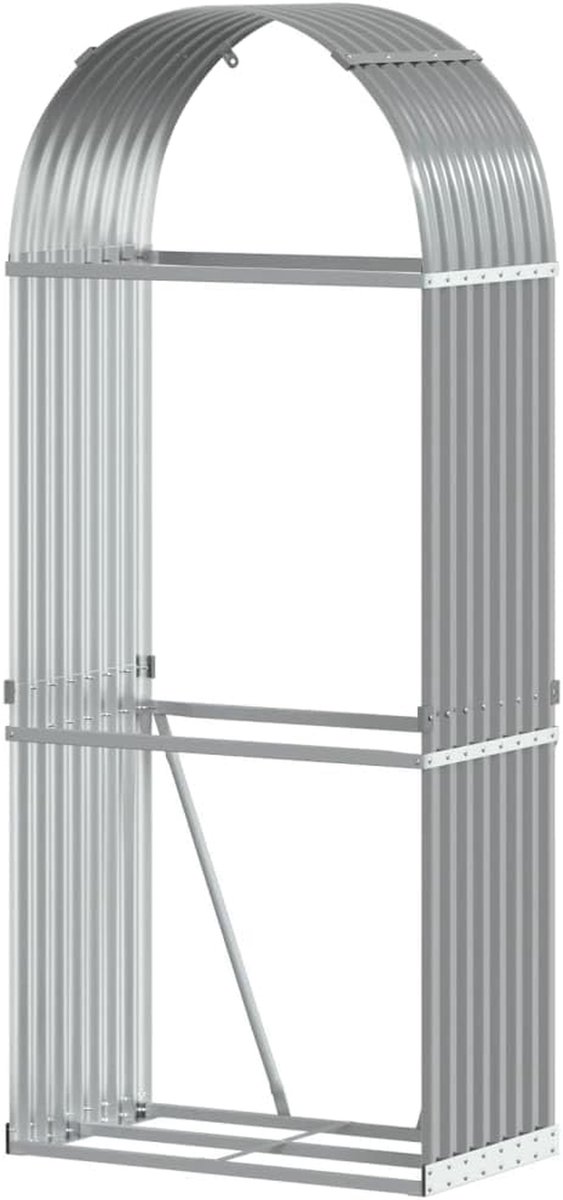 Houtopslag - Brandhoutrek Stapelaar - Haardhout Opslaan - Verzinkt Staal - 80x45x190 cm - Lichtgrijs