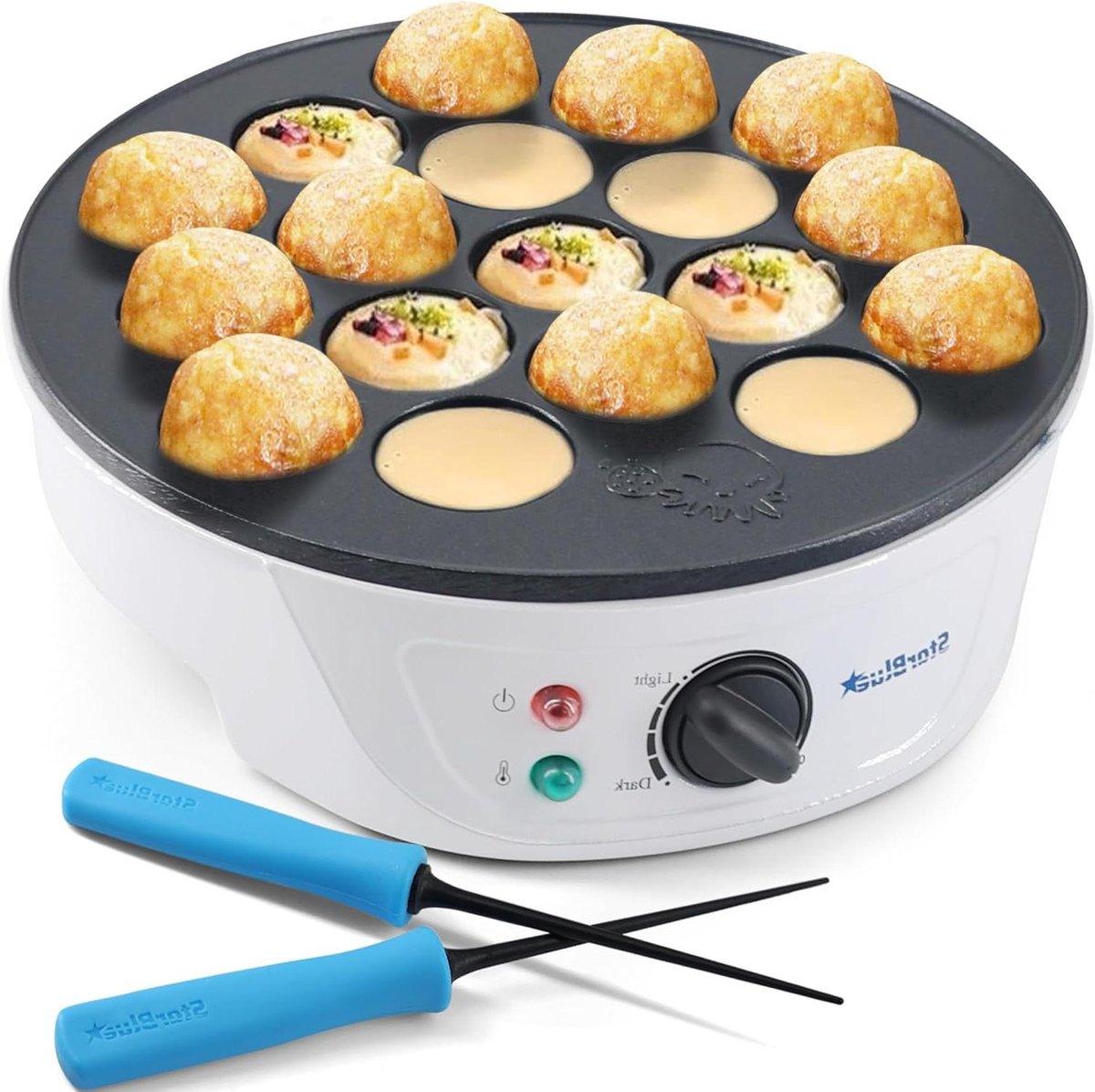 Takoyaki Maker - Octopus Ball Pan - Japanse Snacks Maken - 18 Ronde Vormen - 700 Watt - Wit