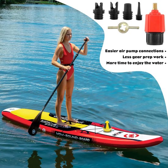 Ventieladapter - Pomp adapter - Watersport Oppompen - Hoogwaardig Materiaal - 4 Mondstukken - Rood — afbeelding 3