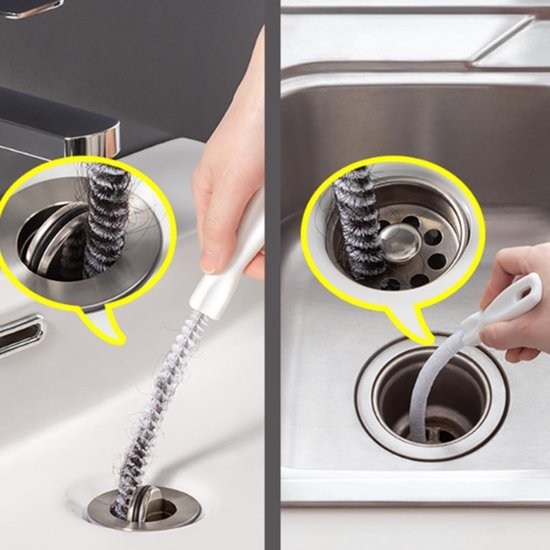 2 stuks rioleringsreinigingsborstels, flexibele reinigingsborstels voor afvoeren, buisreiniger, ontwarrer, reinigingsborstels voor keuken, badkamer, 45 cm — afbeelding 4