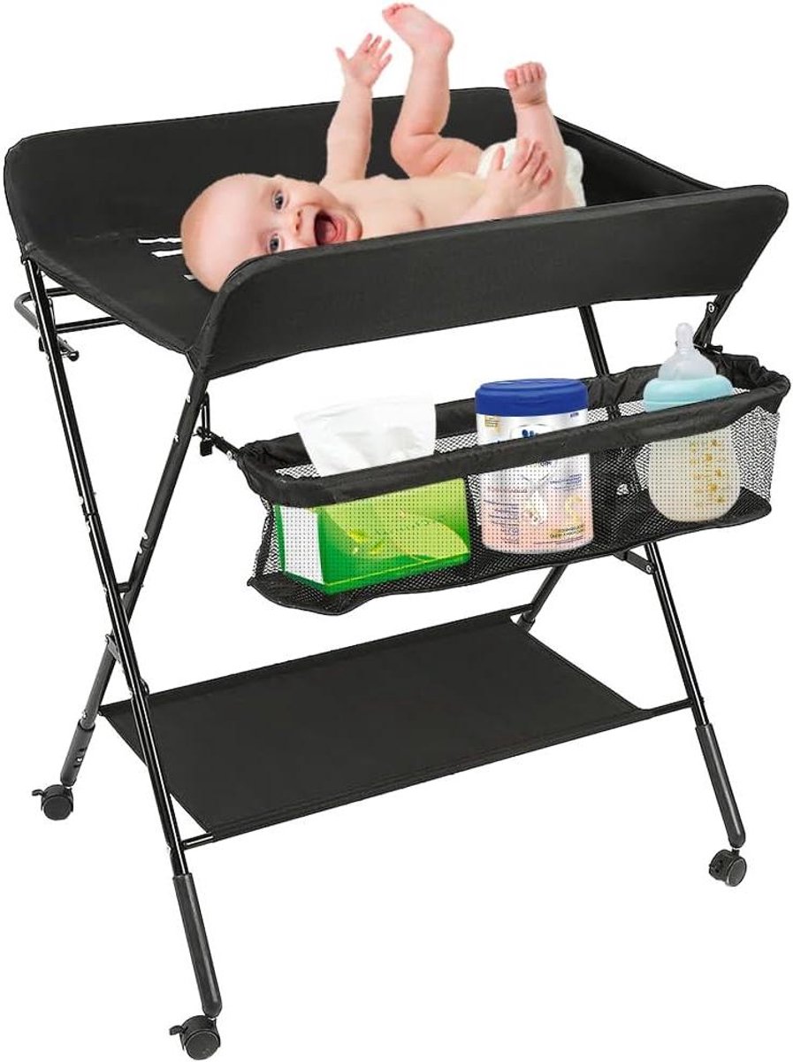 Baby Verschoontafel - Opvouwbaar Baby Station - Babyverzorging Thuis - 3-voudig Verstelbaar - 80x66x98cm - Zwart