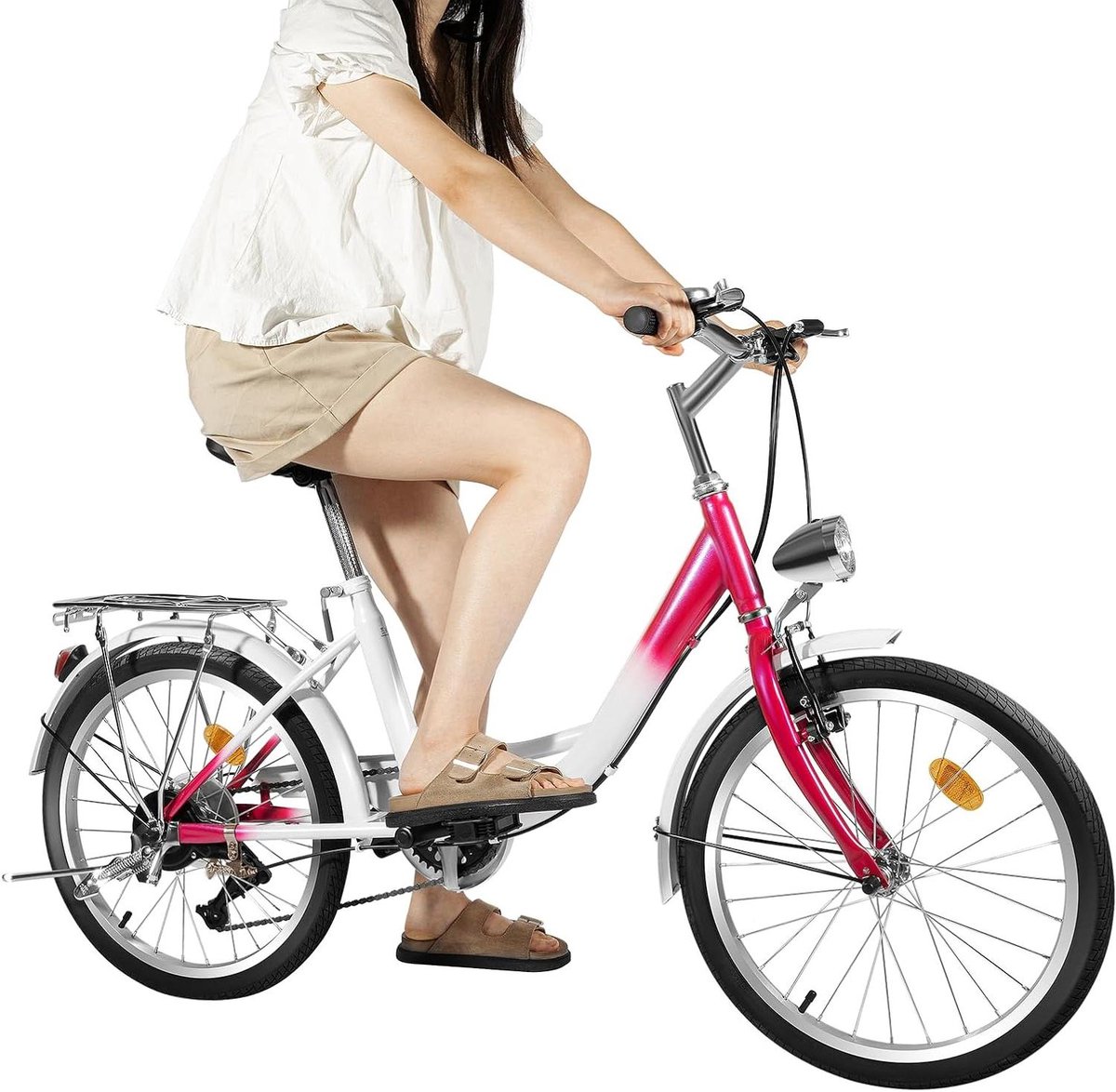 Kinderfiets - Stadsfiets - Fietspad en stad - 6 versnellingen verstelbaar - 20 inch - Roze