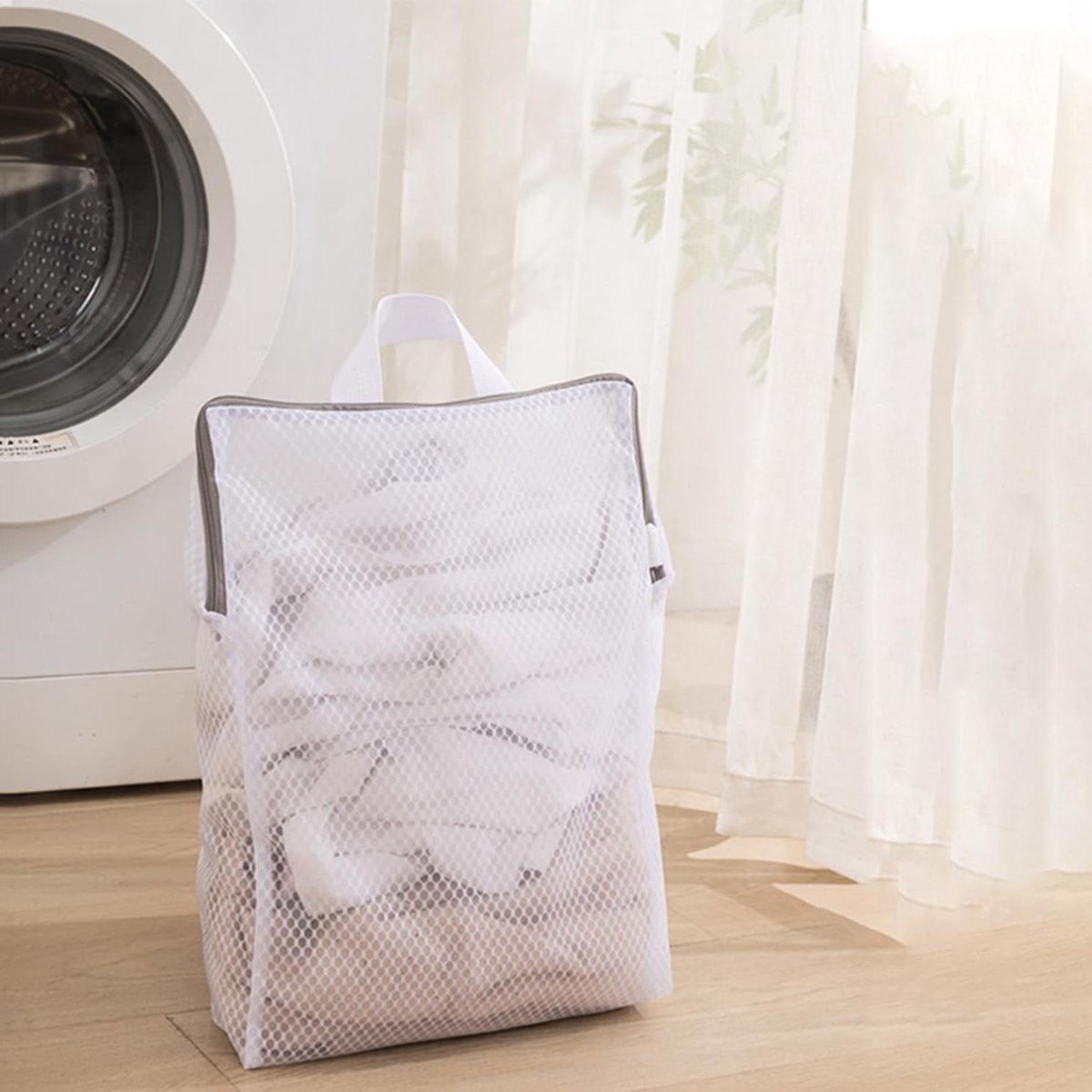 Wasnetten 2 stuks - Beschermzakken kleding - Gevoelige was - Met handgrepen - 30x40 cm - Wit