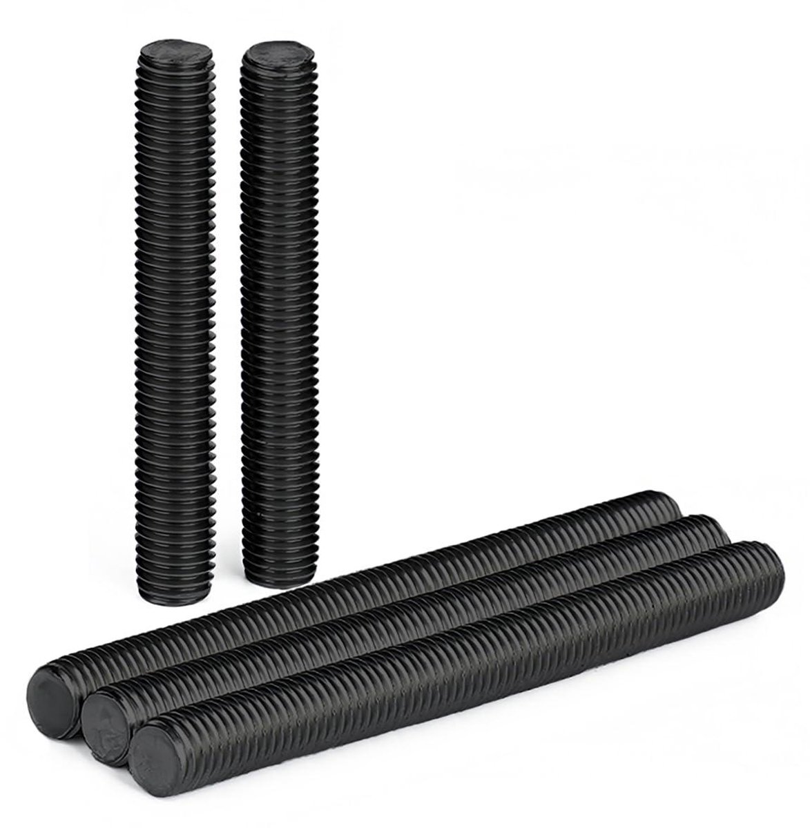 Draadstangen M10 - Schroefstangen RVS - Bevestigen van onderdelen - Volledige schroefdraad - 80 mm - Zwart