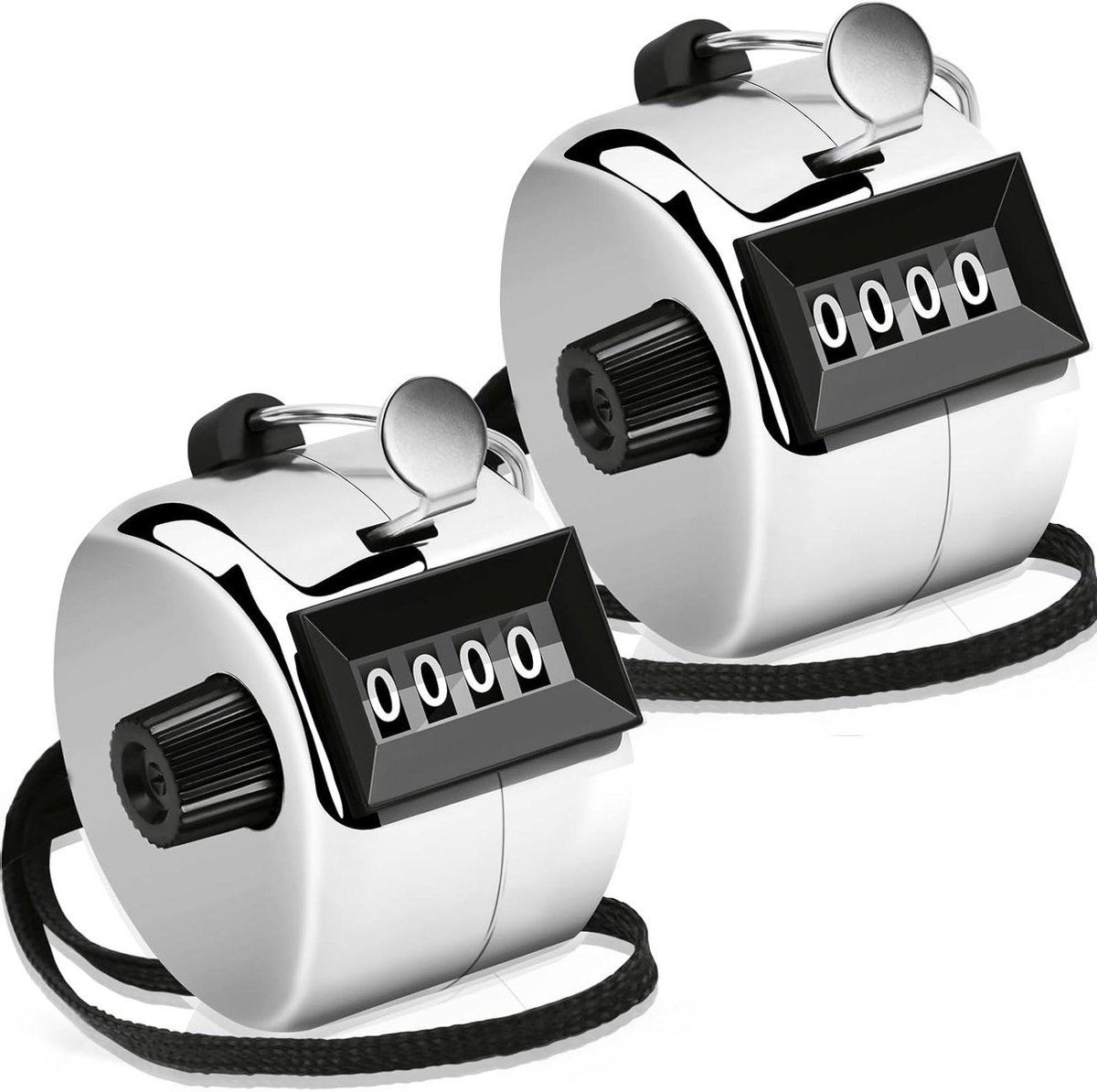 Metalen Clicker Tellers - Handtellers Mechanisch - Sportevenementen Tellen - Snel Reset Mechanisme - 2 stuks - Zilver