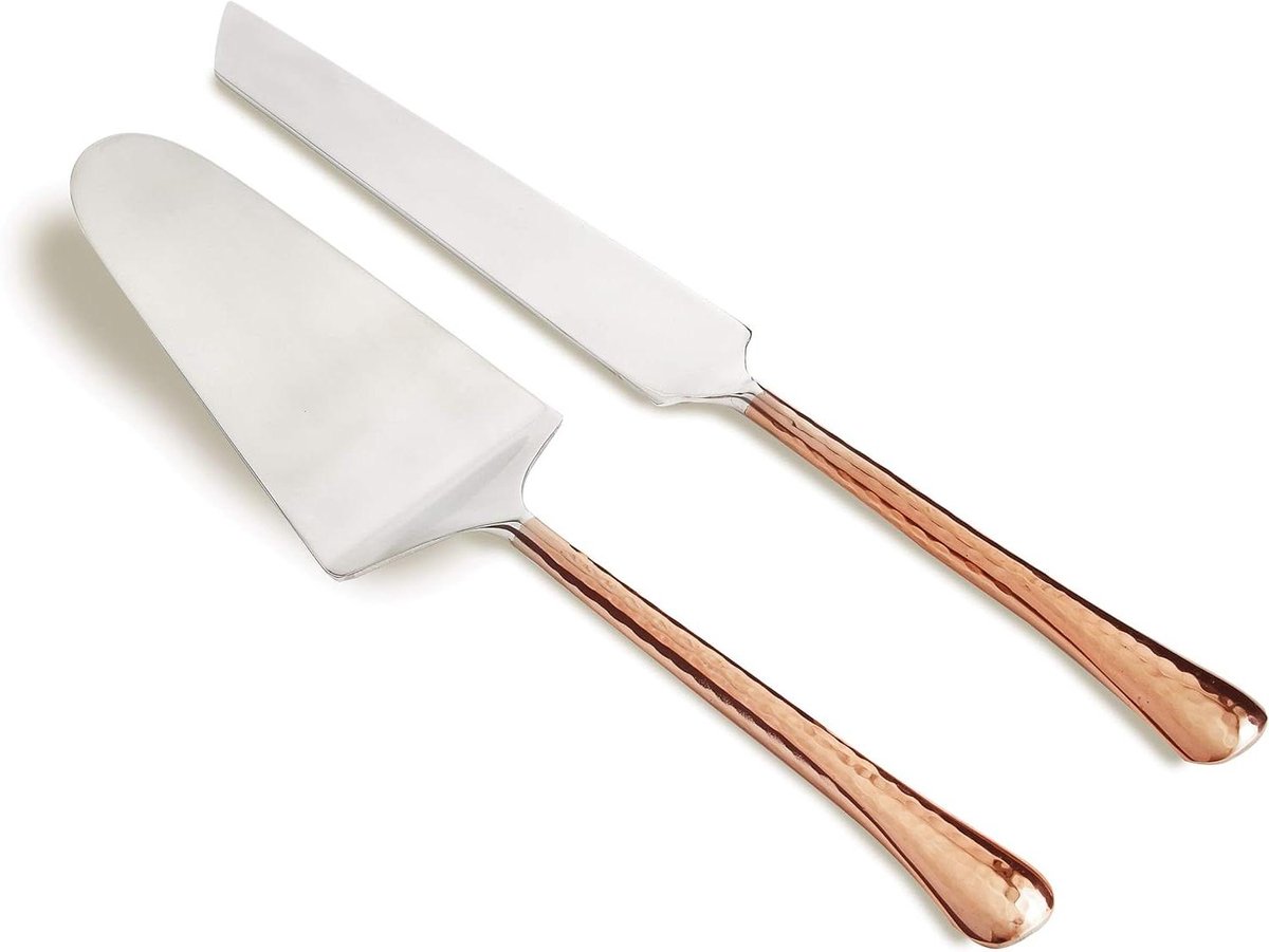 Taartserver Set - Taartmes en Server - Gebak Serveren - Roestvrij Staal - 28 cm - Koper Zilver