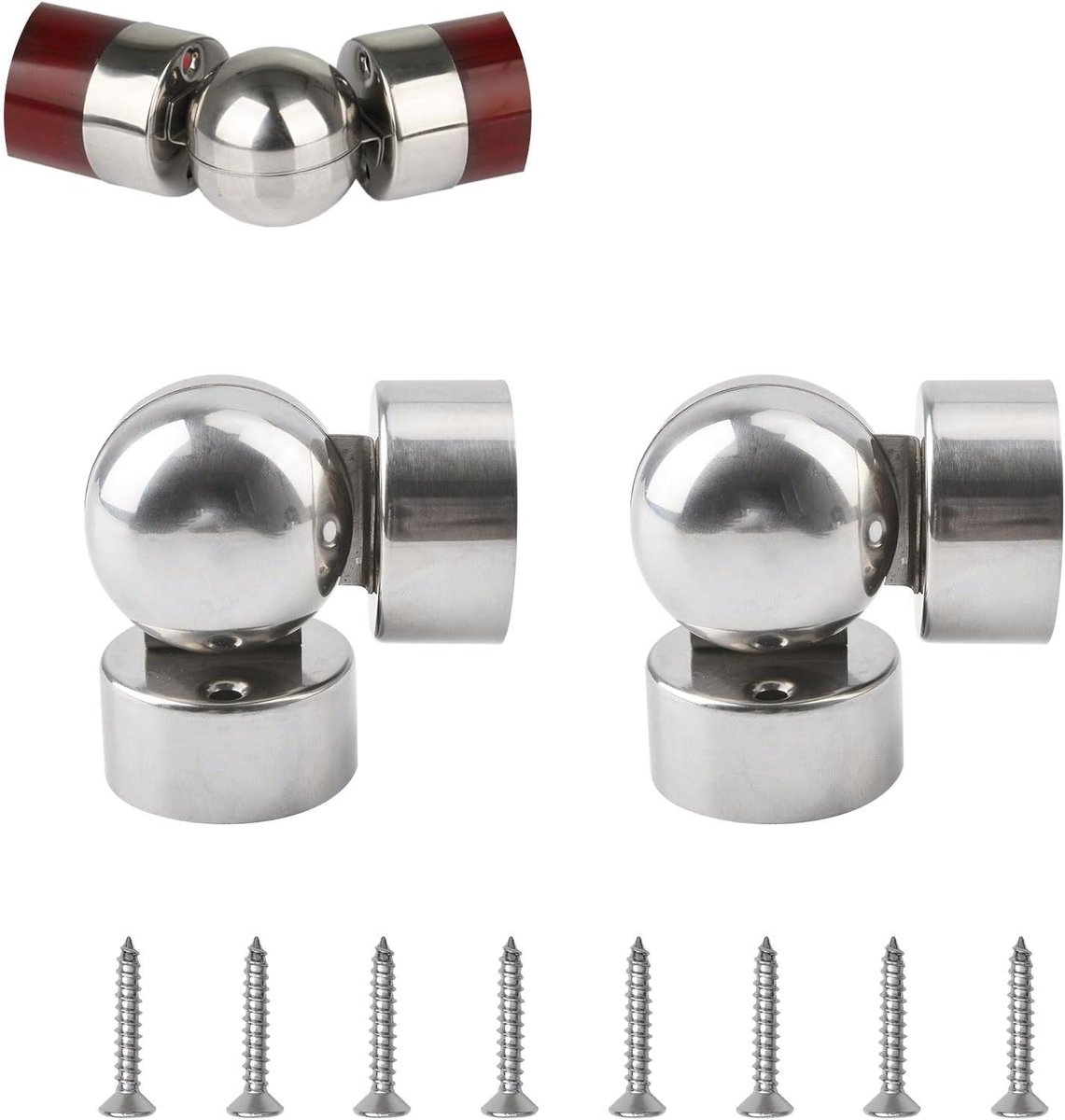 Leuning Pijpconnectoren - Trapleuning Montage - Trappen Afwerken - Verstelbare Hoek - 50 mm Diameter - Zilver