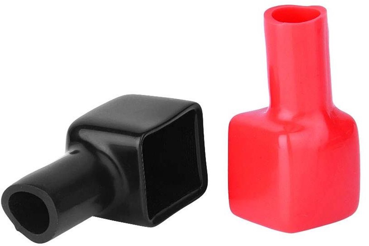 Accuklem Covers - Batterij Terminal Hoesjes - Voertuig Onderhoud - Flexibel Zacht Plastic - 52 mm Lengte - Rood en Zwart