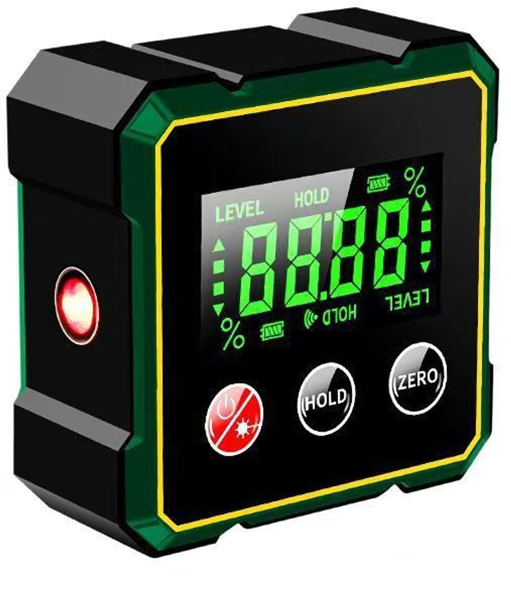 Digitale Hoekmeter met Laser - Digitale Hoekmeter Magnetisch - Digitale Hellingmeter - Sterke Magnetische Bevestiging - Waterdicht - Lcd-scherm - 6.6x6x3.3 cm
