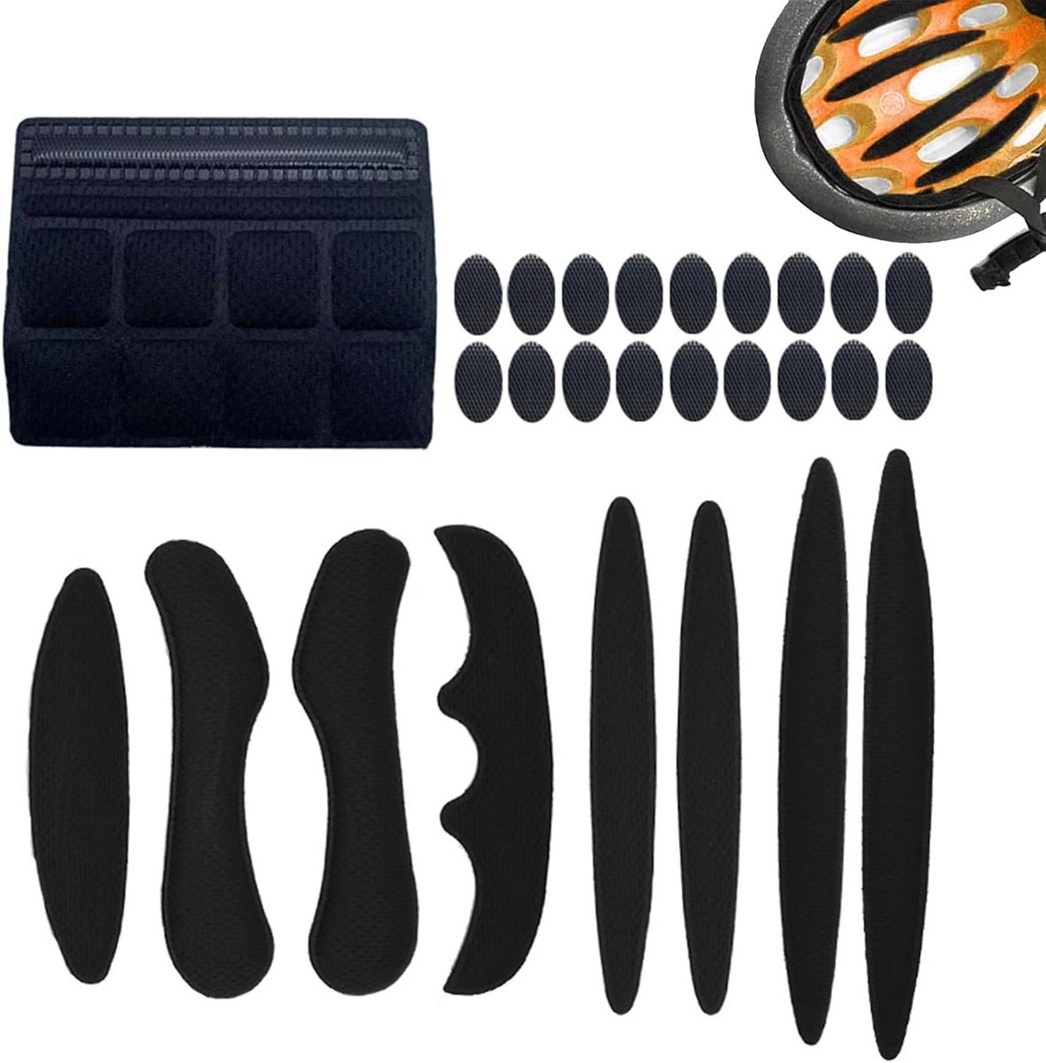 Fietshelm Kussens - Helm Pads - Helm Comfort Verbeteren - Zacht Ademend EVA Schuim - 2 Sets - Zwart