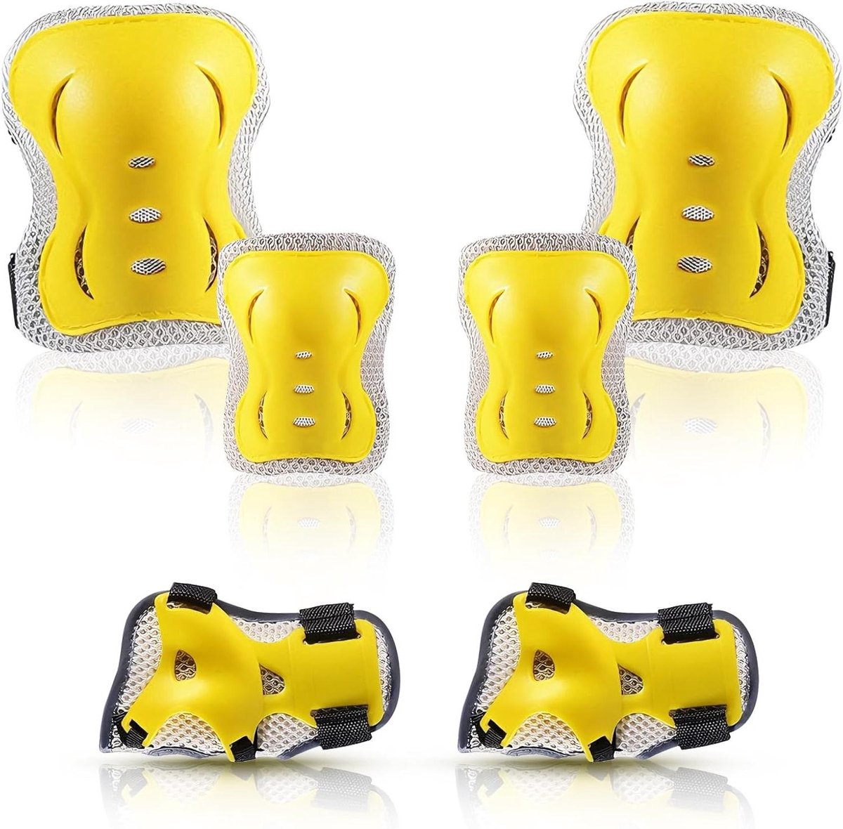 Kinderen Beschermingsset - Knie- en elleboogbeschermers - Buitenactiviteiten - Complete set - Maat M - Geel