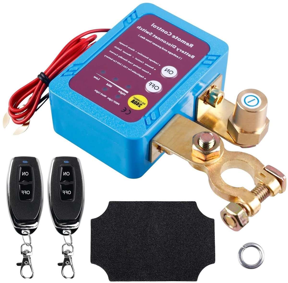 Draadloze Scheidingsschakelaar - Accuschakelaar Batterijschakelaar - Accu Beschermen - Automatische Uitschakeling - 8.5 x 6 x 3.5 cm - Zwart