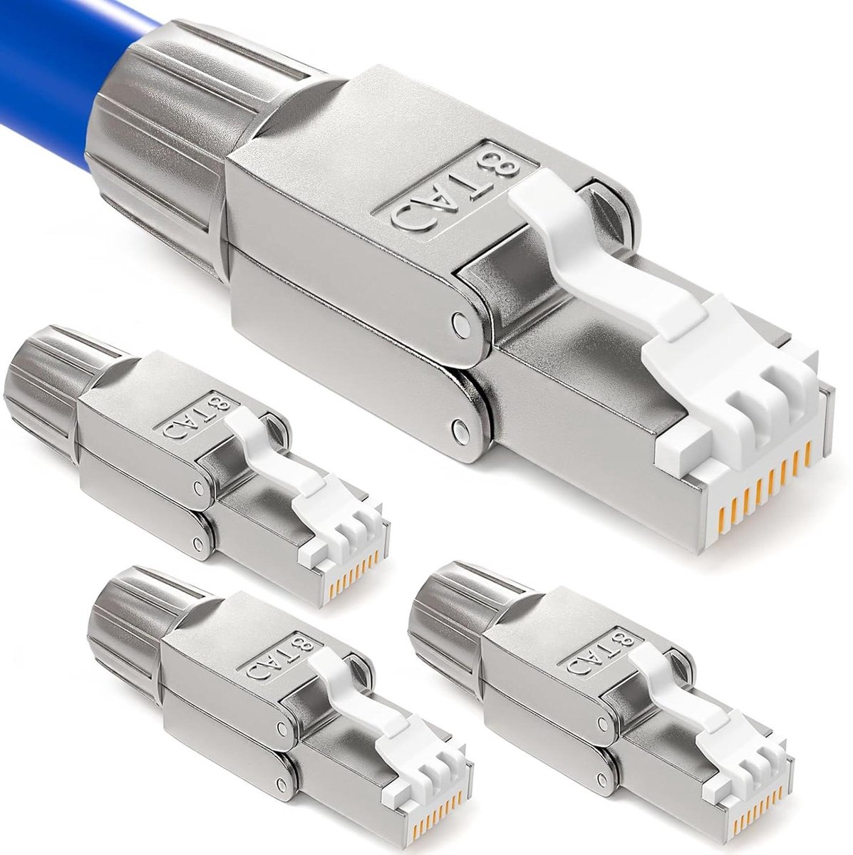 Netwerkstekker RJ45 - LAN Connector Patch Plug - Netwerk Installatie - Gereedschapsloze Montage - CAT.8 - Zilverkleurig