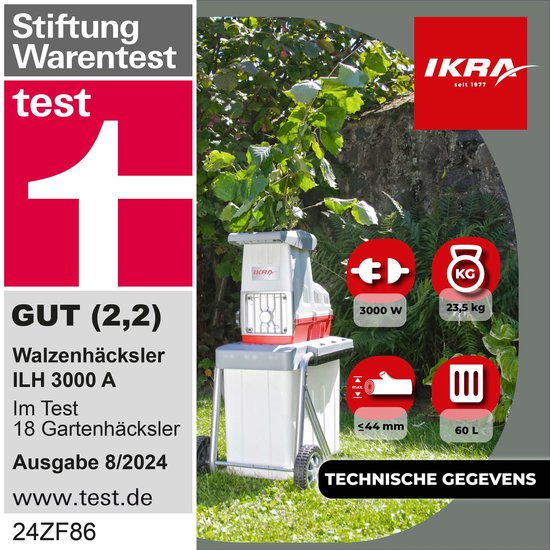 IKRA elektrische hakselaar rolversnipperaar ILH 3200 A, takdikte tot 44 mm, 3.200 W — afbeelding 4