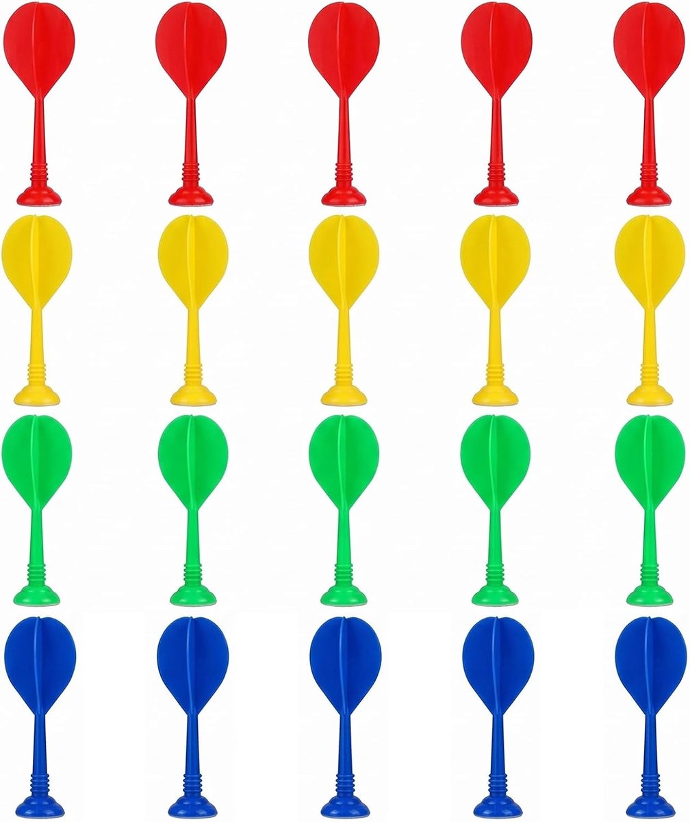 SnelShoppen - 20 Reservepijlen voor Kinderen - Zachte Dartpijlen 9,5 x 2,5 cm - 4 Kleuren - Compatibel met Speelgoedpistolen en Doelen - 20-delige Set