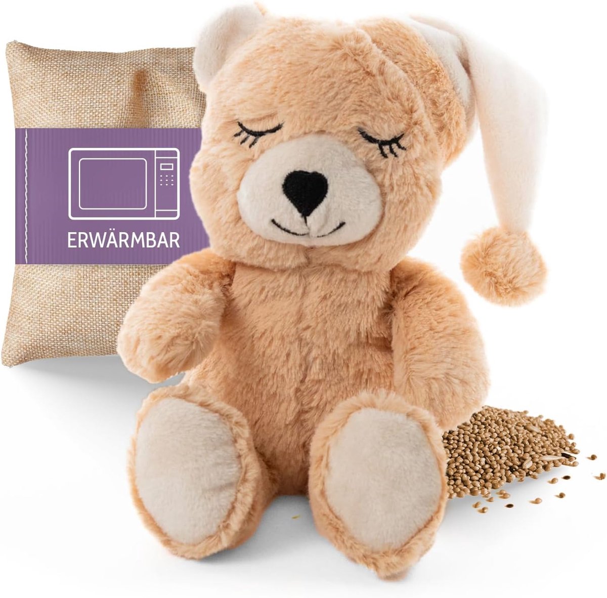 SnelShoppen - Premium MIDI Deluxe Warmtekussen/Knuffelkonijn voor Baby's en Kinderen - 25 cm Mini Rabbit met Verwarmbare Millet Vulling en Lavendelgeu