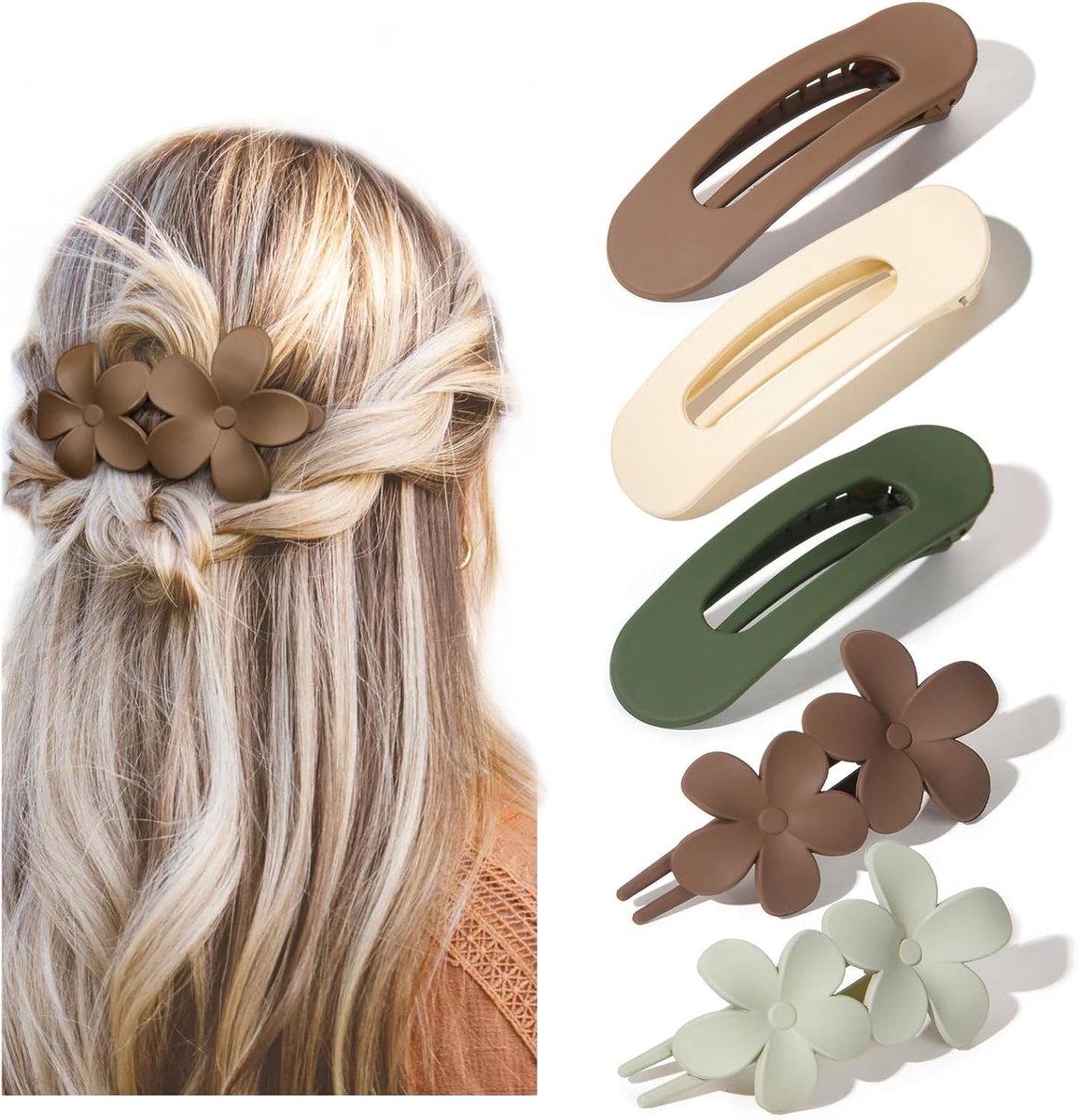 SnelShoppen - Small Hair Clip Set - 5 Stuks Haarspelden voor Vrouwen en Meisjes - Neutrale Kleuren - Matte Afwerking - 4 cm - Ideaal voor Elke Gelegen