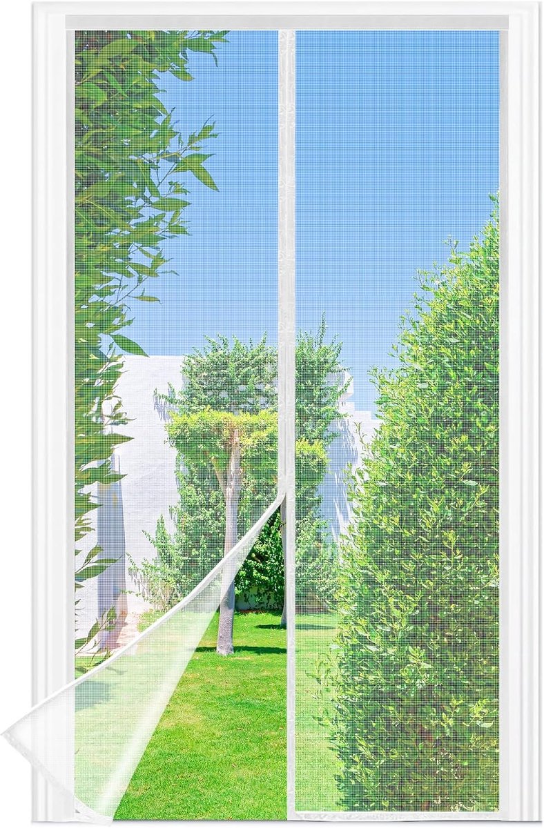 SnelShoppen - Vliegenscherm Balkondeur Magnetisch 105 x 220 cm - Sterke Magneten - Insectenbescherming Zonder Boren - Ideaal voor Balkon- en Terrassen