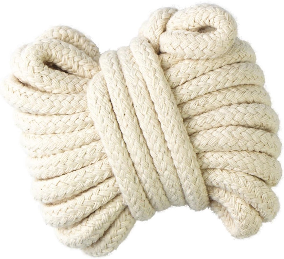 SnelShoppen - 5m Katoen Koord 8mm Gevlochten Touw Natuurlijk Ongebleekt Wit - Sterk en Duurzaam voor DIY, Kledingdecoratie, Creatieve Projecten, Knuts