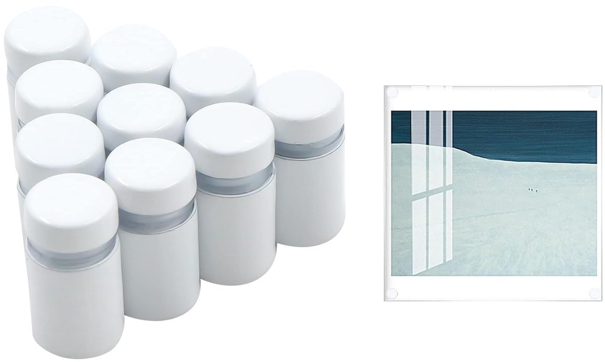 SnelShoppen - 12pcs Glas Standoffs - RVS Advertentieschroeven, Spacers voor Glas, Porselein Wit 12x20mm, Duurzaam en Elegant voor Wanddecoratie