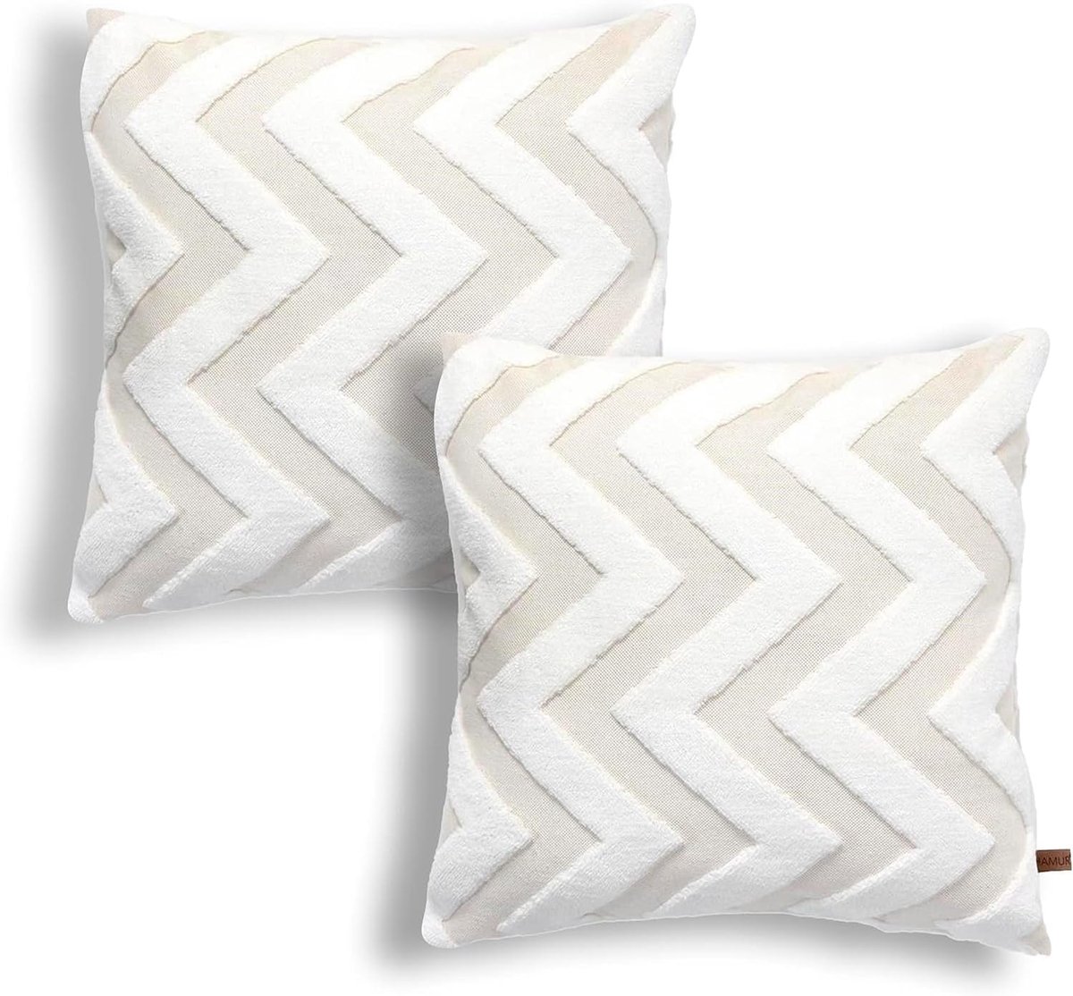 SnelShoppen - Set van 2 Boho Kussenslopen 45 x 45 cm Ecru - Decoratieve Kussenslopen voor Woonkamer en Slaapkamer - Sierkussen, Bankkussen, Kussensloo