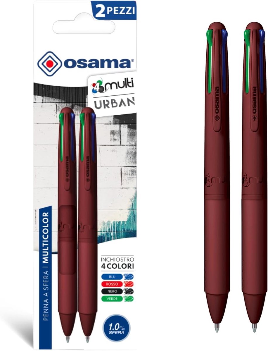 SnelShoppen - Multikleur Balpen Set - 4-in-1 Pen met Blauw, Rood, Groen en Zwart - Perfect voor Kantoor, School, Universiteit - 2 Pack - 1 mm Punt
