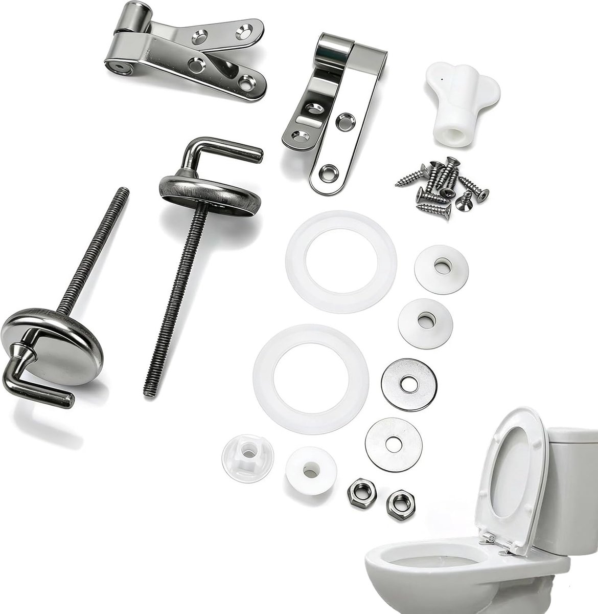 SnelShoppen - Toilet Seat Mount, RVS Toiletbril Scharnier - Universeel, Geschikt voor de Meeste Toiletten, Duurzaam en Corrosiebestendig, Eenvoudige I